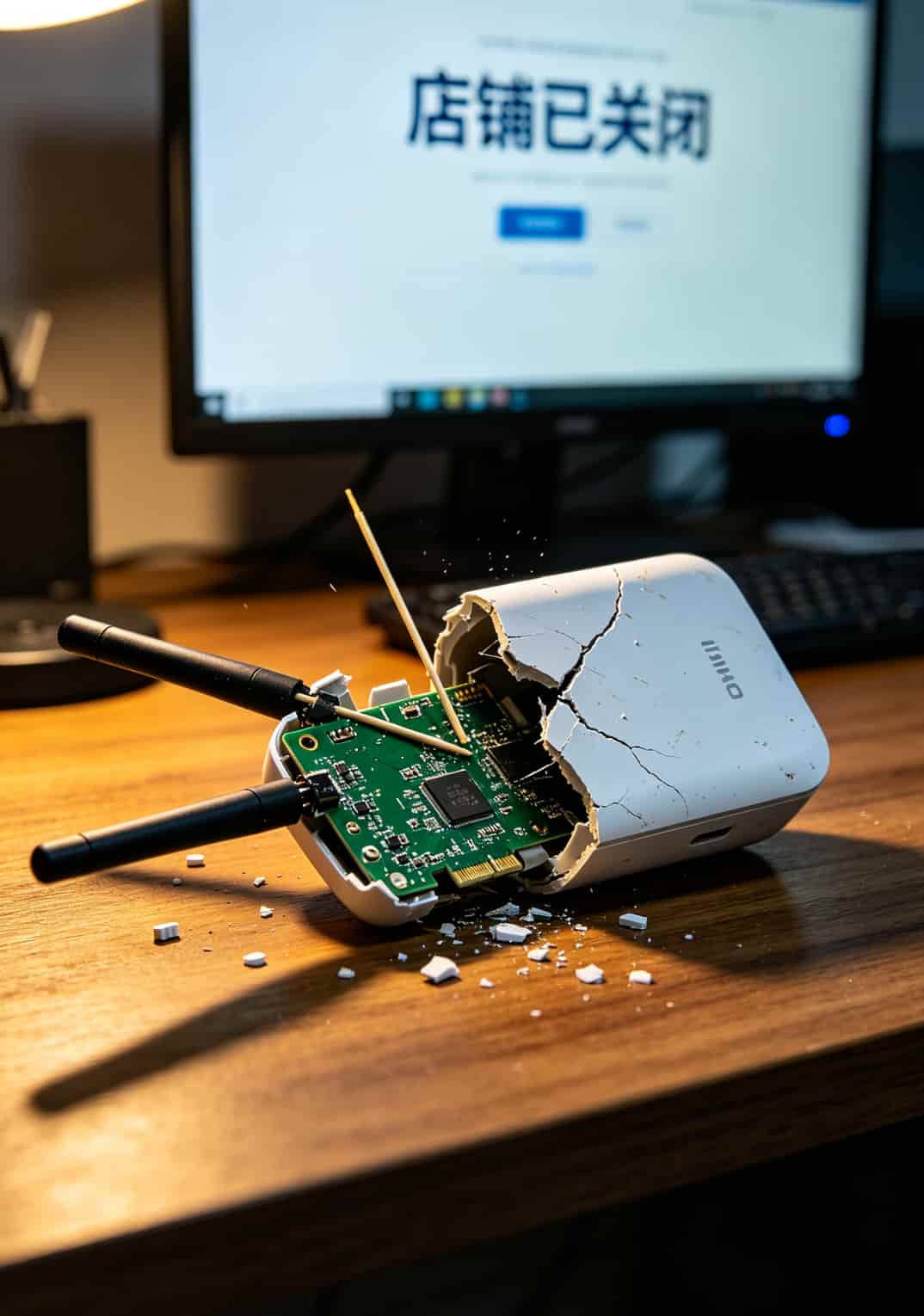 19.9元300g流量卡是真的吗?我摔坏过一个随身WiFi后搞清楚了 老赵摔坏的随身WiFi残骸,外壳裂开露出里面的小电路板