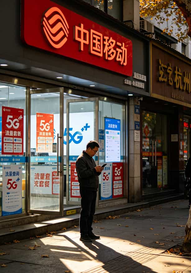 200g的流量卡怎么办理?我亏了200块才搞明白,这篇全说清楚 杭州文三路移动营业厅门口实拍,红色招牌醒目
