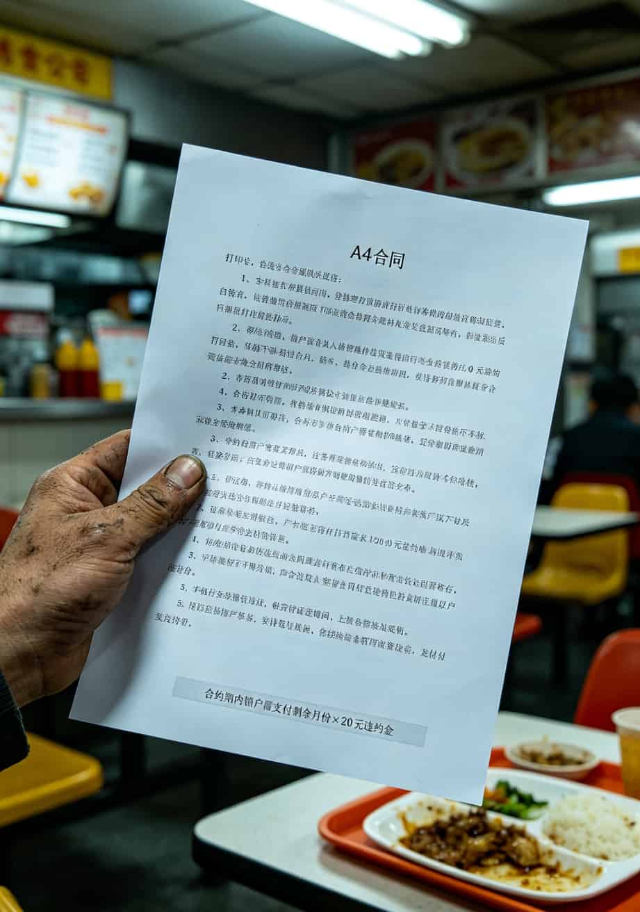 一张手机拍摄的合同局部照片，第8页最下面有一行浅灰色小字条款