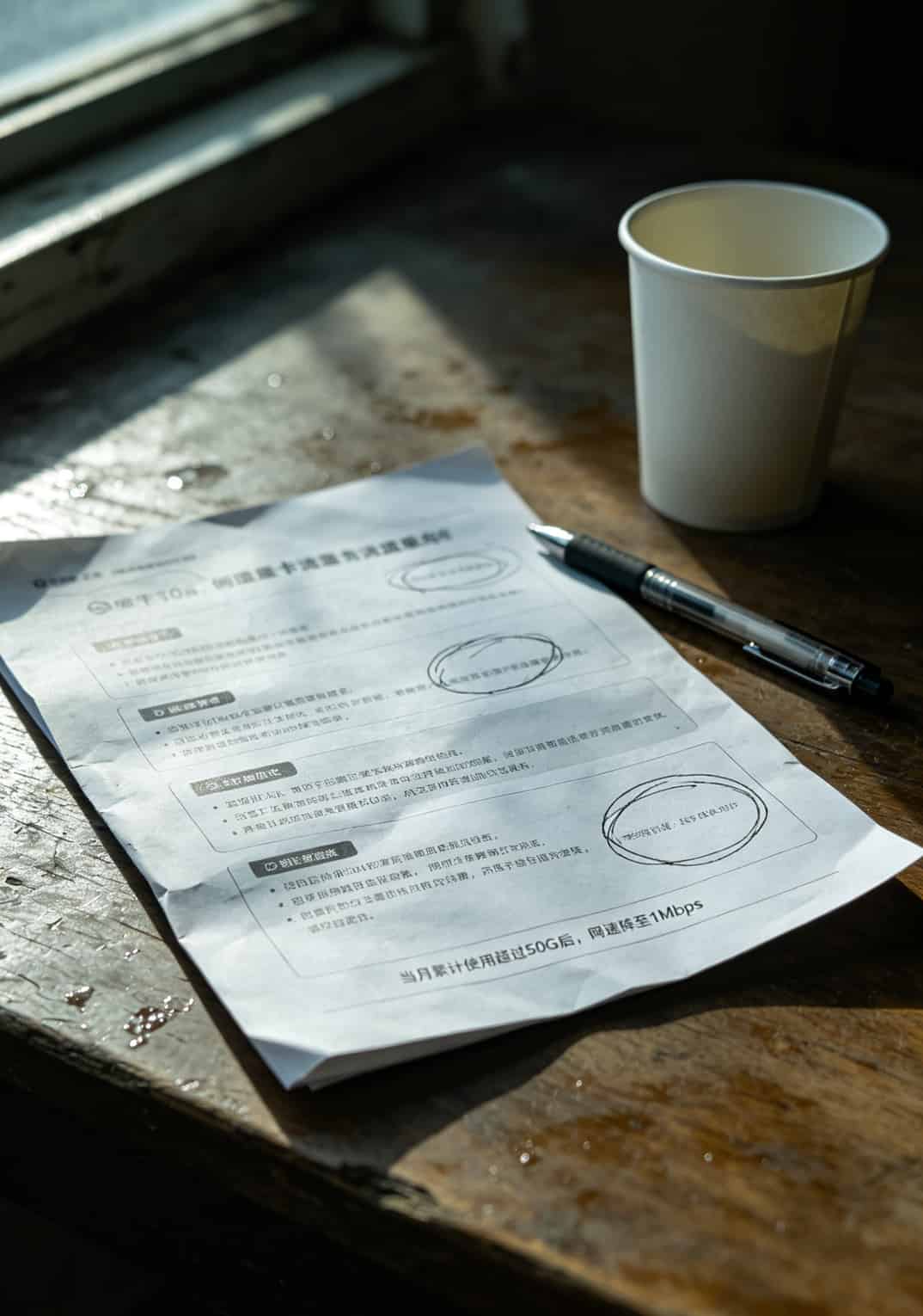 一张流量卡套餐详情页截图，用小字标注着“达量限速”的条款
