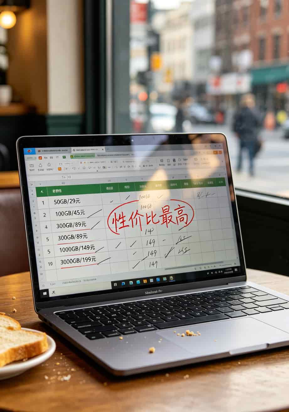 随身WiFi各档位套餐性价比对比表格