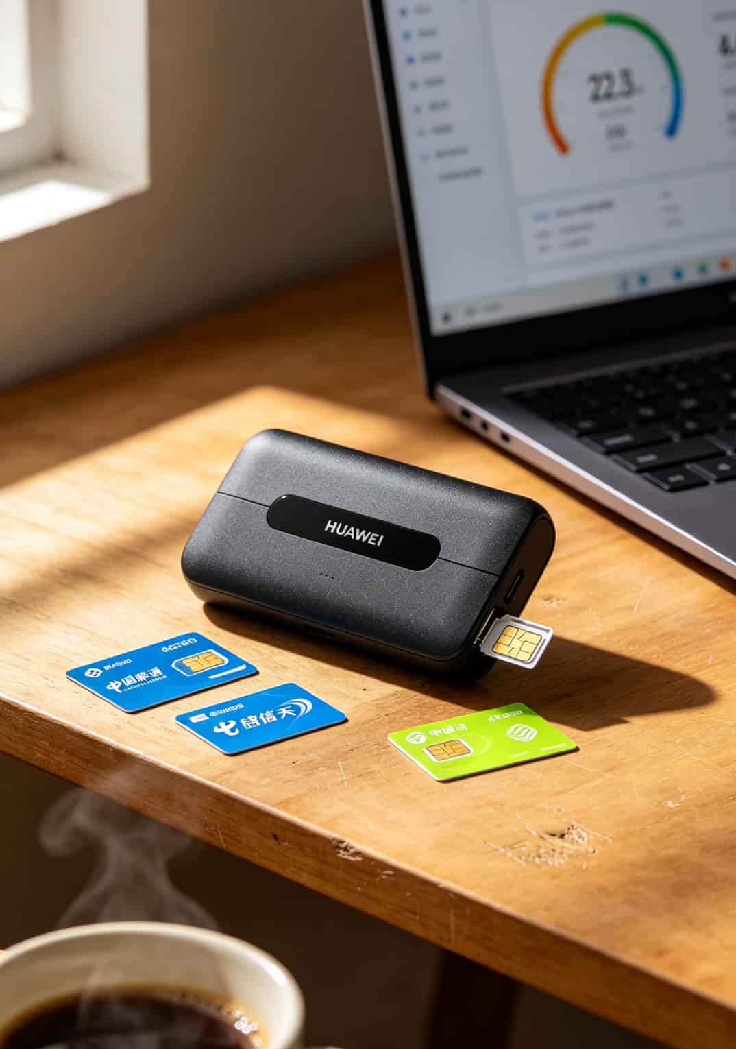 华为5G随身WiFi搭配多张流量卡实拍