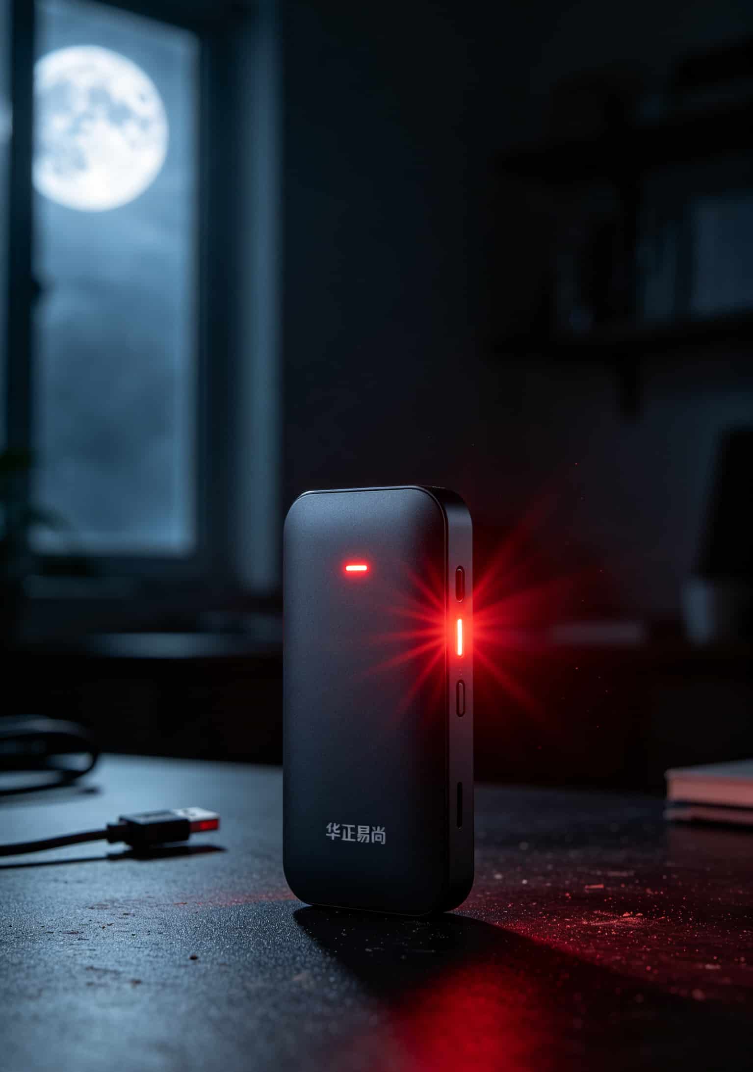 华正易尚随身WiFi红色指示灯闪烁特写