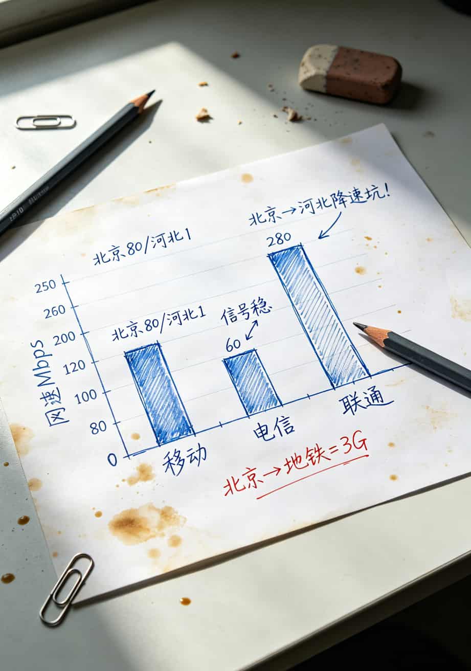 三大运营商网速实测对比柱状图