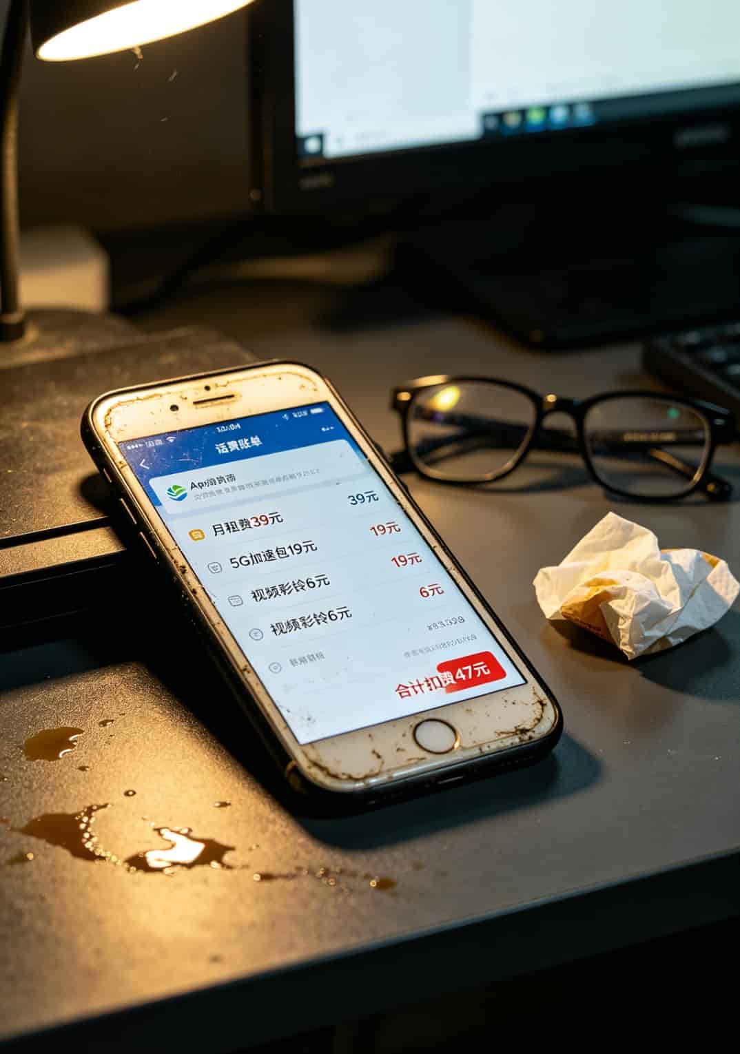 29流量卡是真的吗?我摊牌了,三张卡实测半年,有些话不得不说 手机账单截图,显示月租39元加上增值服务共扣费47元