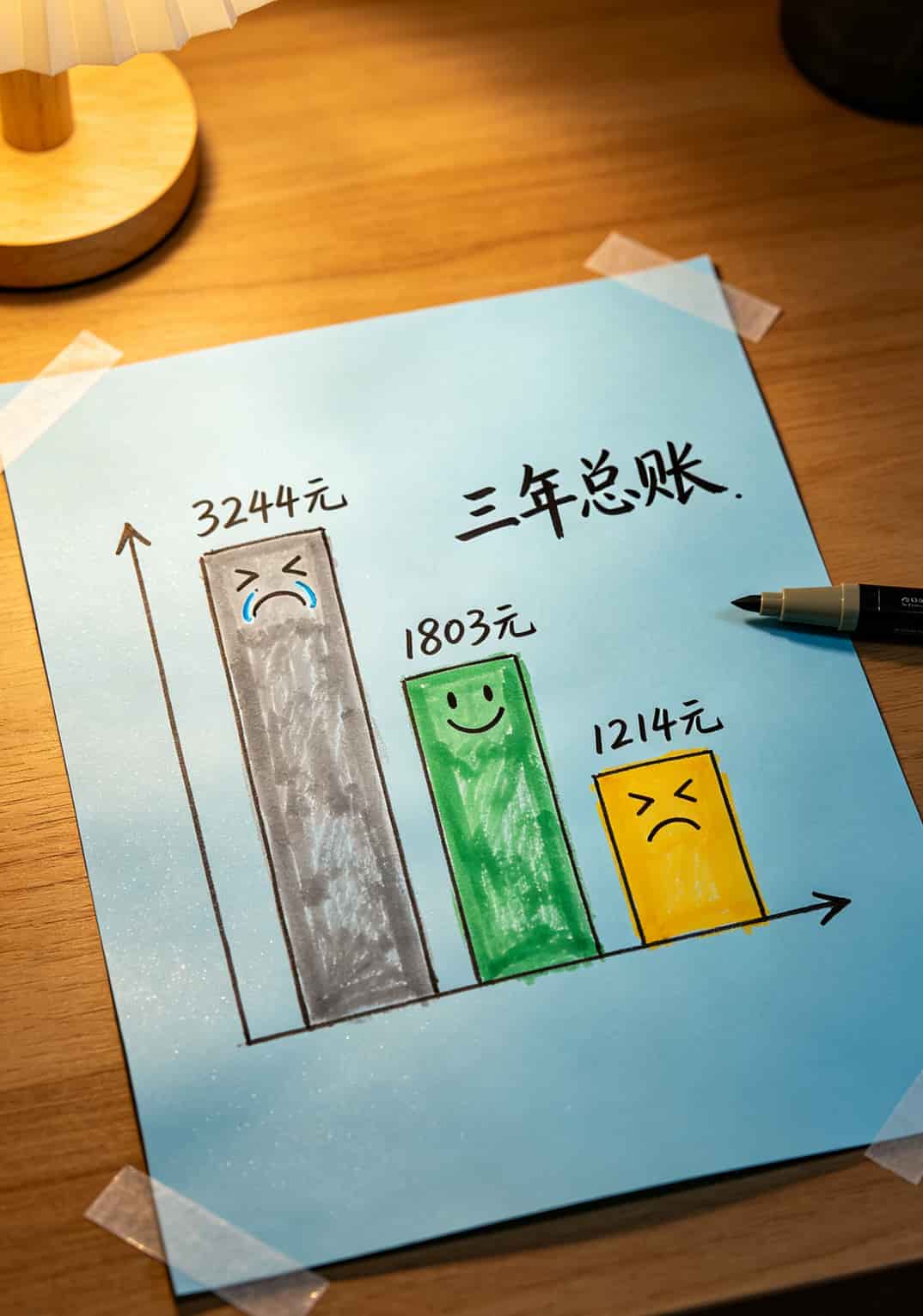 三年三种方案总成本对比条形图