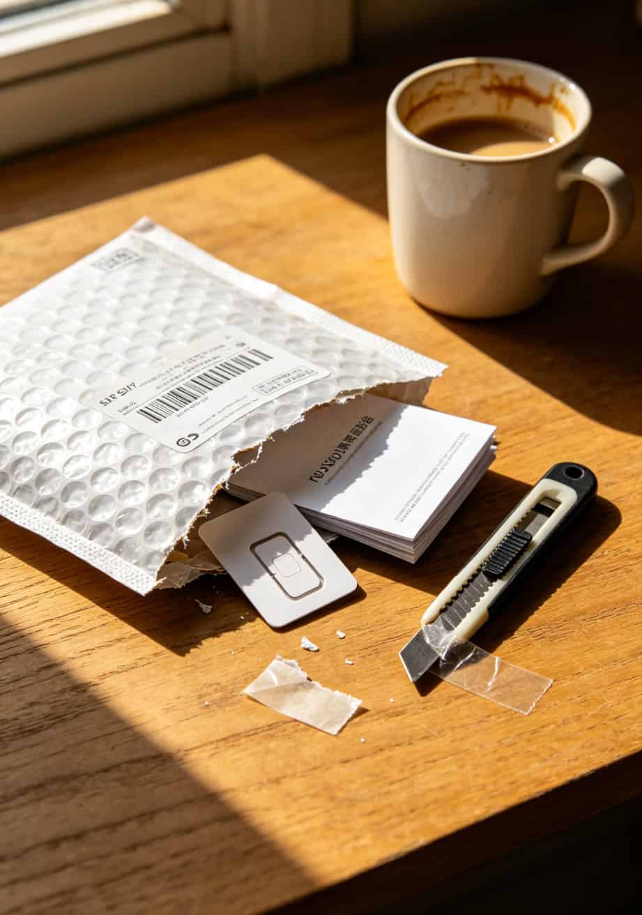 手机流量卡网购包裹开箱实拍