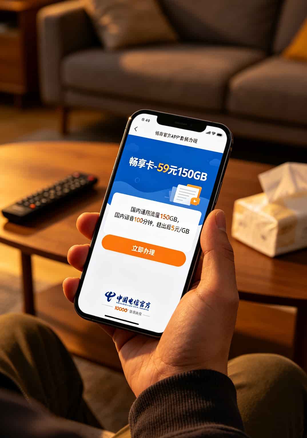 电信官方APP中畅享卡套餐办理页面