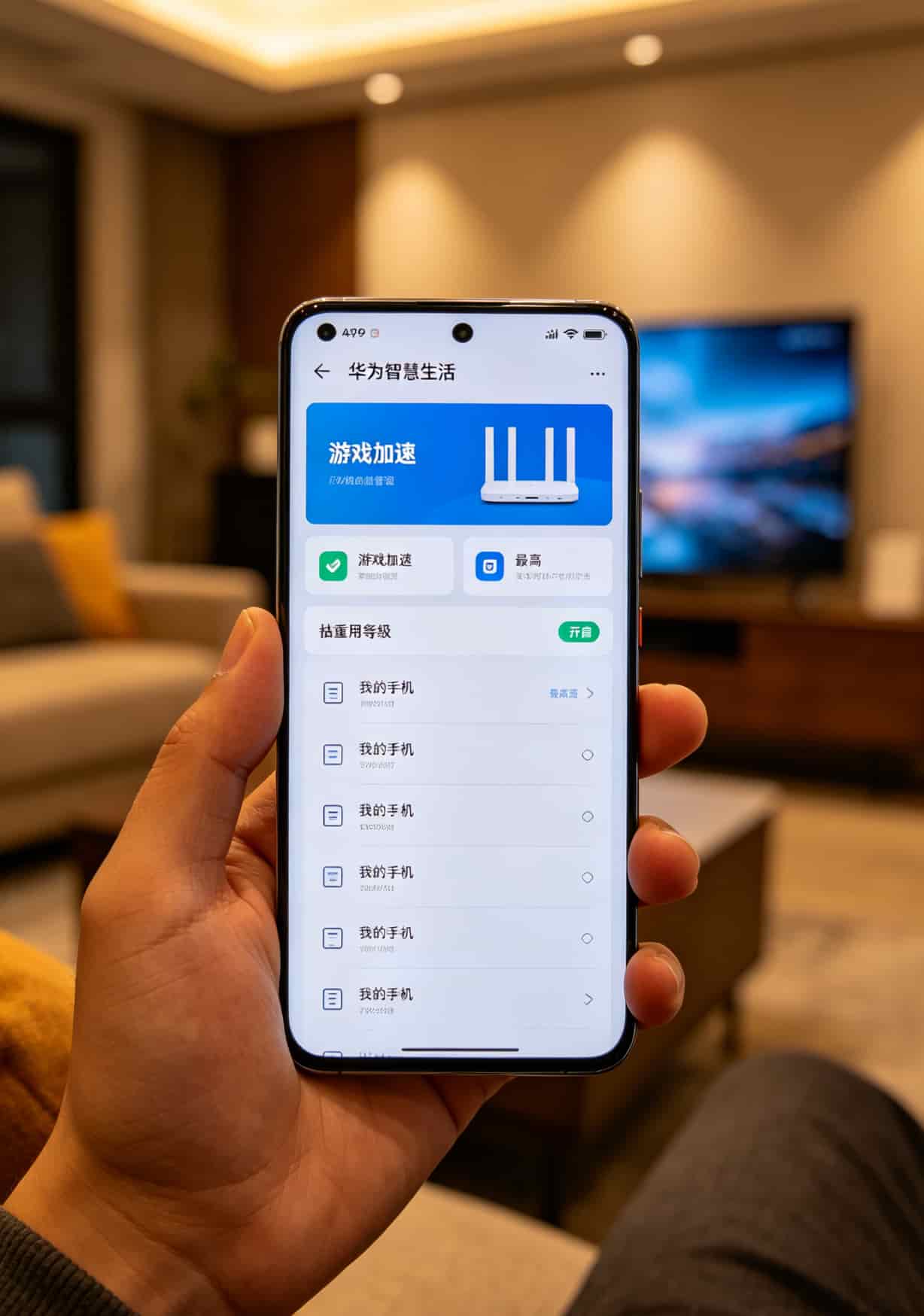 掏心窝子劝一句:办5元月租移动流量卡前,先把华为随身WiFi这7个坑躲开 华为智慧生活APP游戏加速模式设置界面