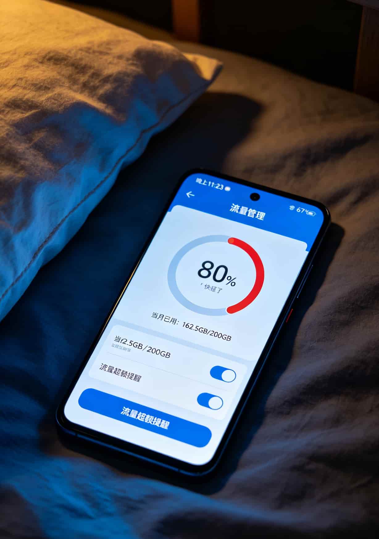 华为智慧生活APP流量预警设置界面