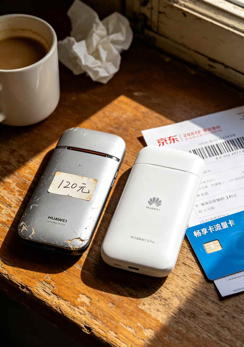 二手华为E5573外观和全新华为随行WiFi 3 Pro对比