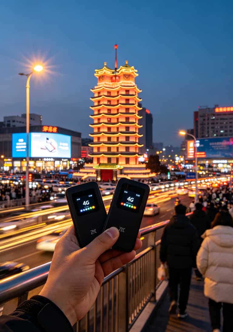 郑州二七广场晚高峰实测随身WiFi信号