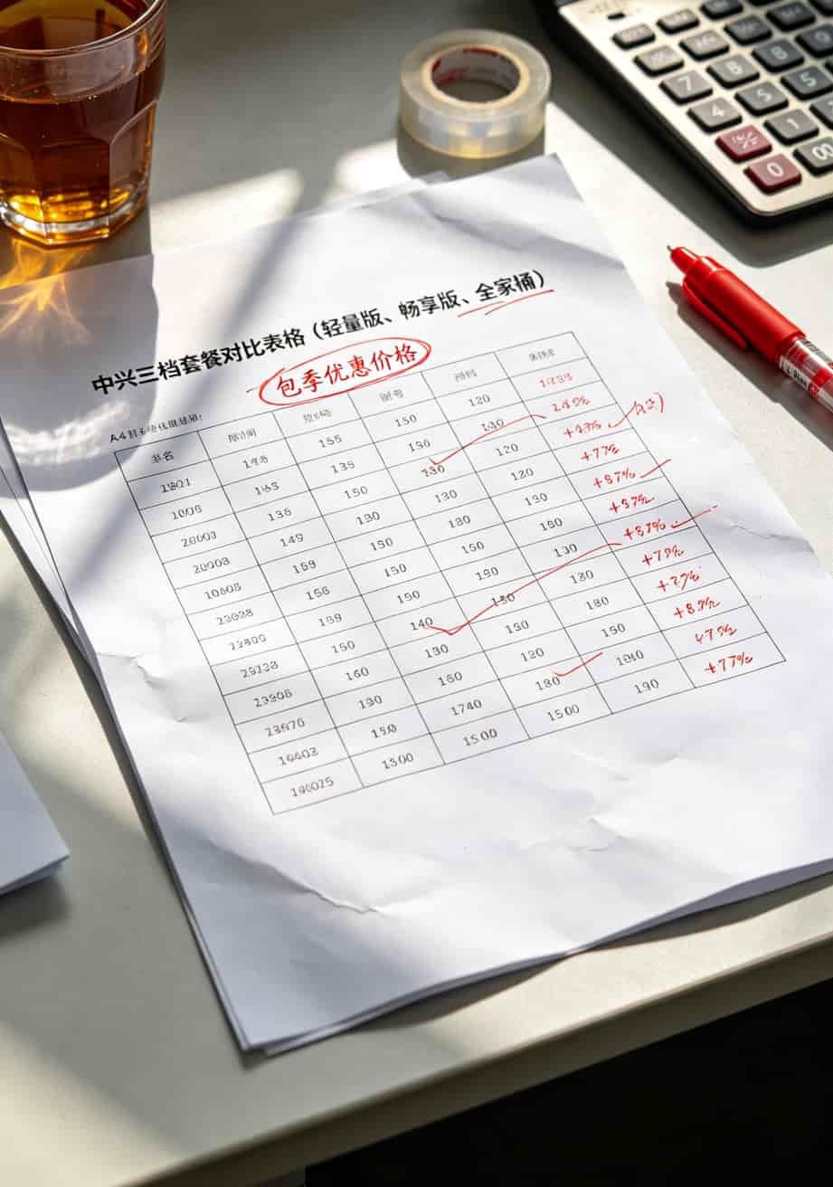 中兴随身WiFi套餐价格对比表格