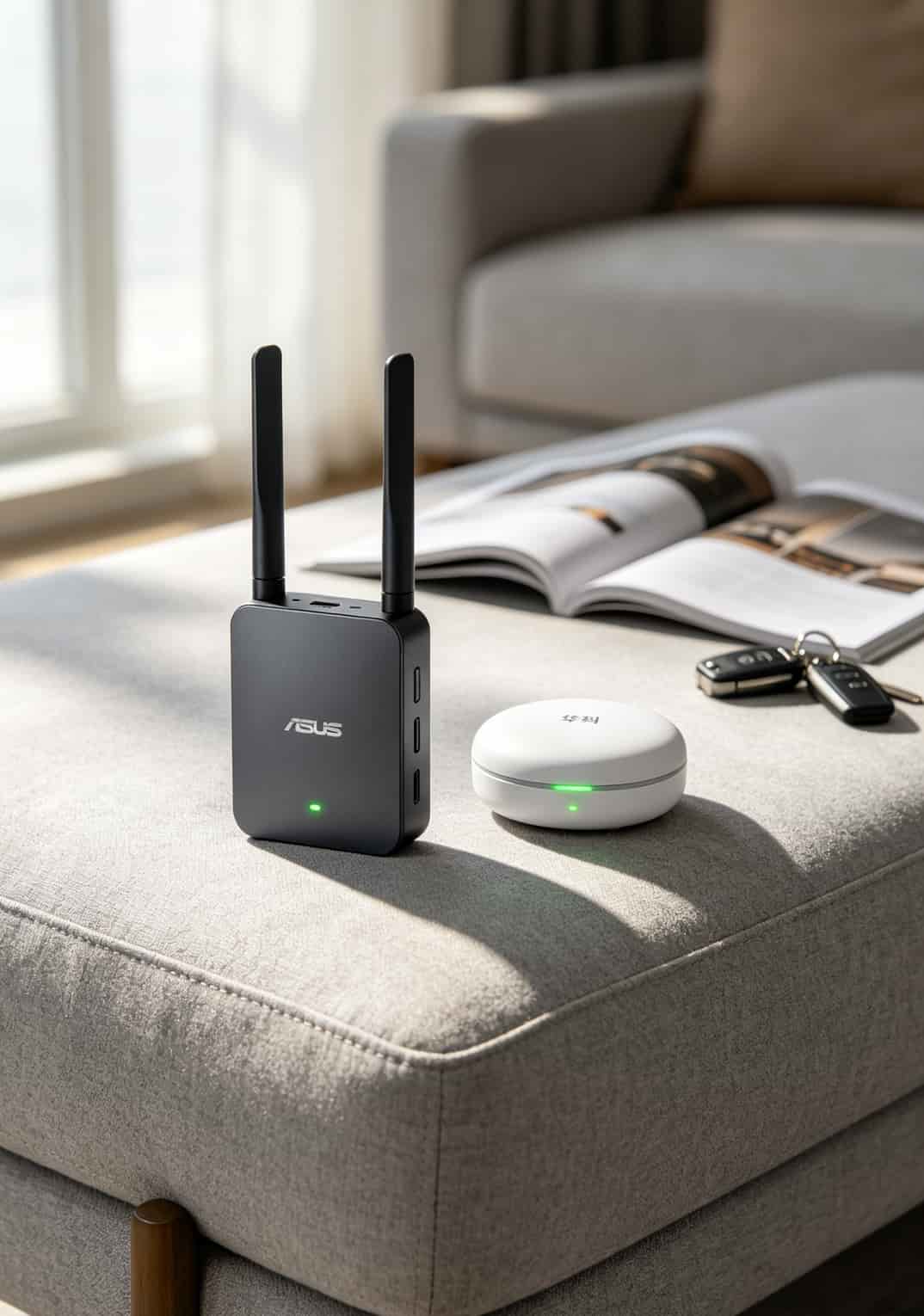 华硕和华科随身WiFi并排放置对比外观