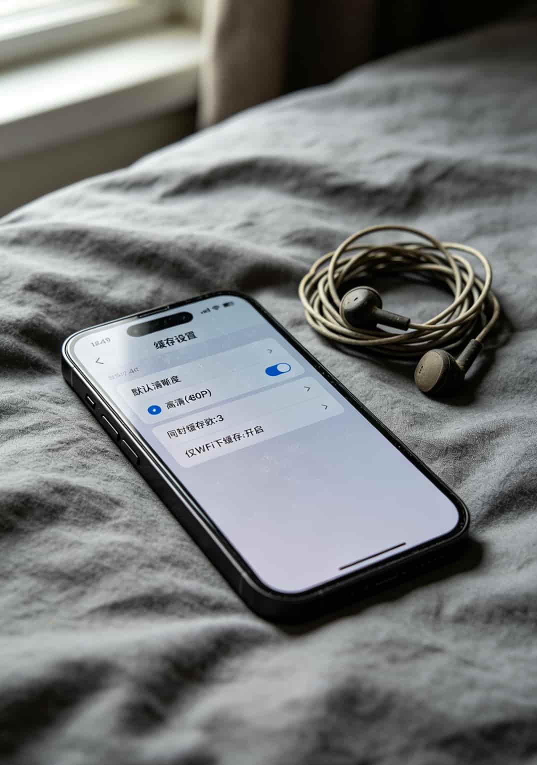 B站App设置截图，显示缓存设置和默认清晰度选择480P的界面