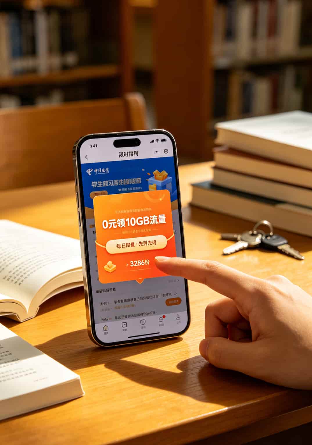 流量卡怎么买划算?19元100G背后的真相,看完你就不纠结了 电信APP活动页面截图,显示“0元领10G流量”按钮