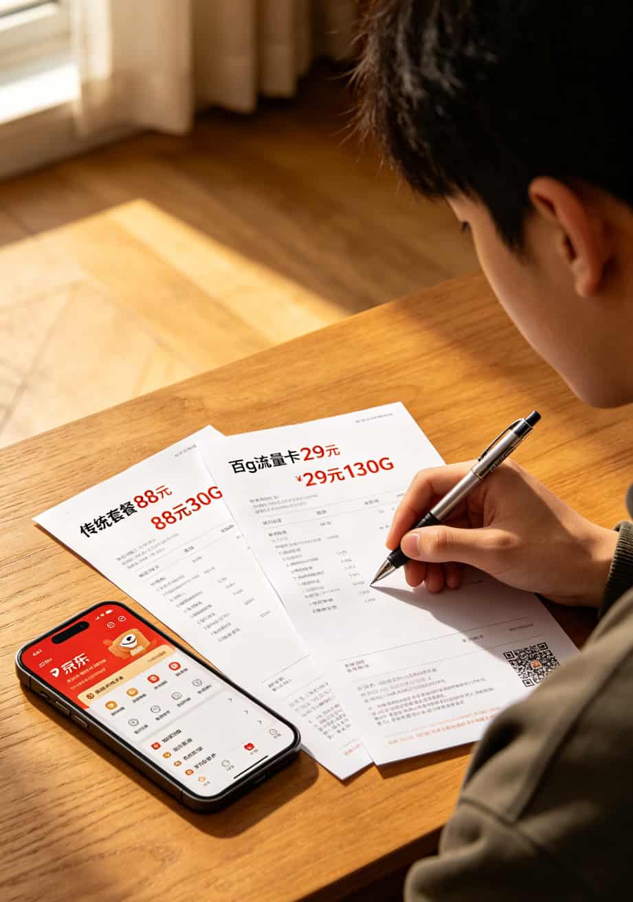 百g流量卡和传统套餐月租对比图