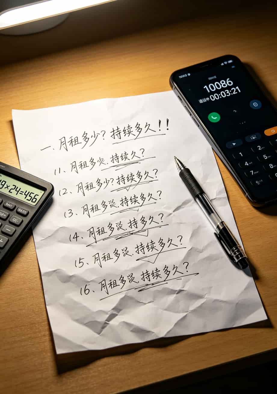 办张流量卡到底要花多少钱?我跑了一礼拜,19块真能拿下(附避坑指南) 办理手机流量卡前核查清单手写笔记