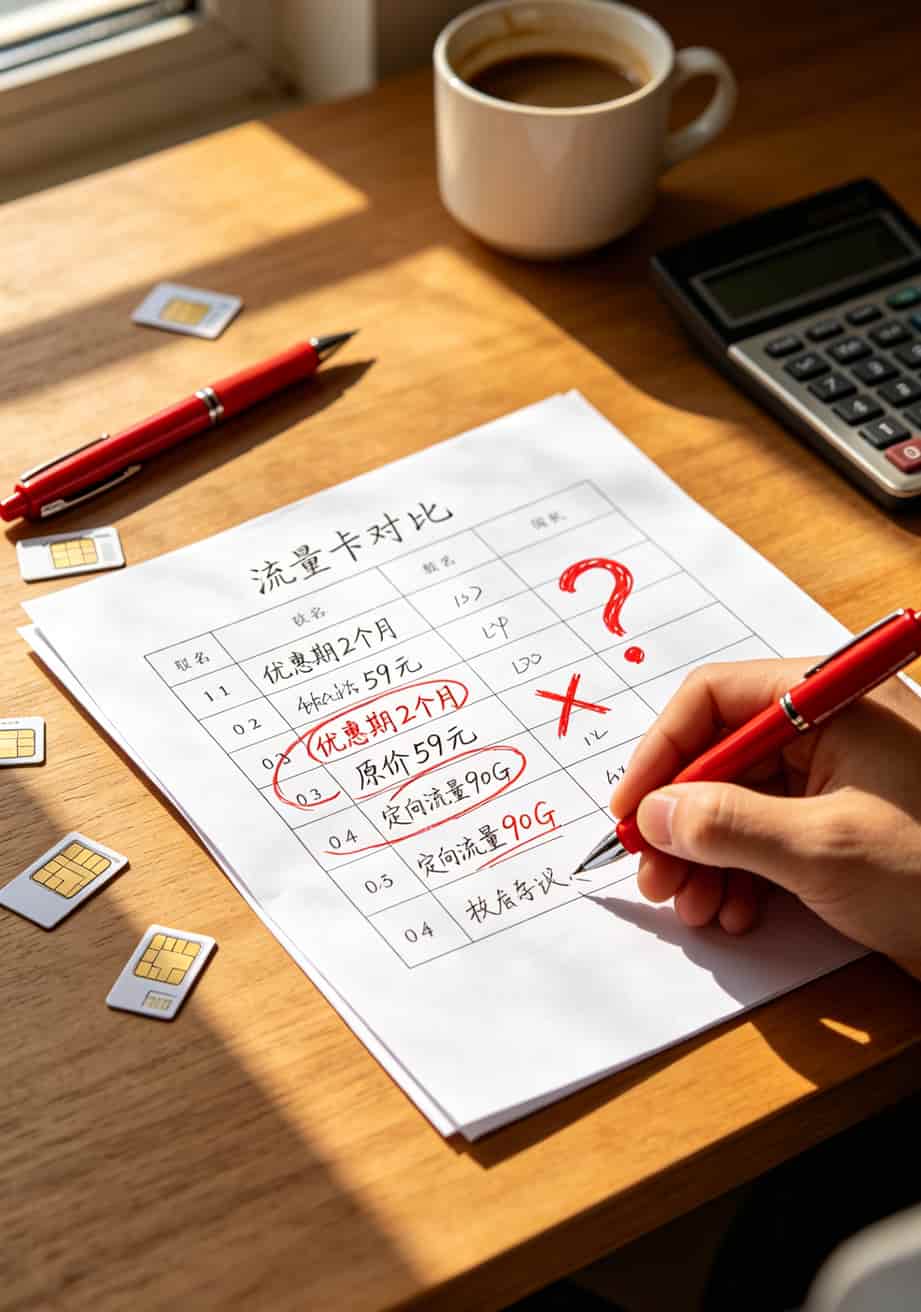 流量卡的水太深了!霸王移动流量卡到底能不能办?先看这3条结论 手机流量卡套餐对比表格,红色标注常见陷阱
