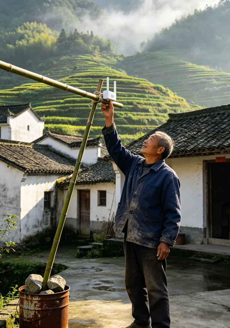 联通畅视流量卡值吗?我花了两年踩坑,告诉你真实答案 北山村村民把随身WiFi绑在晾衣杆上