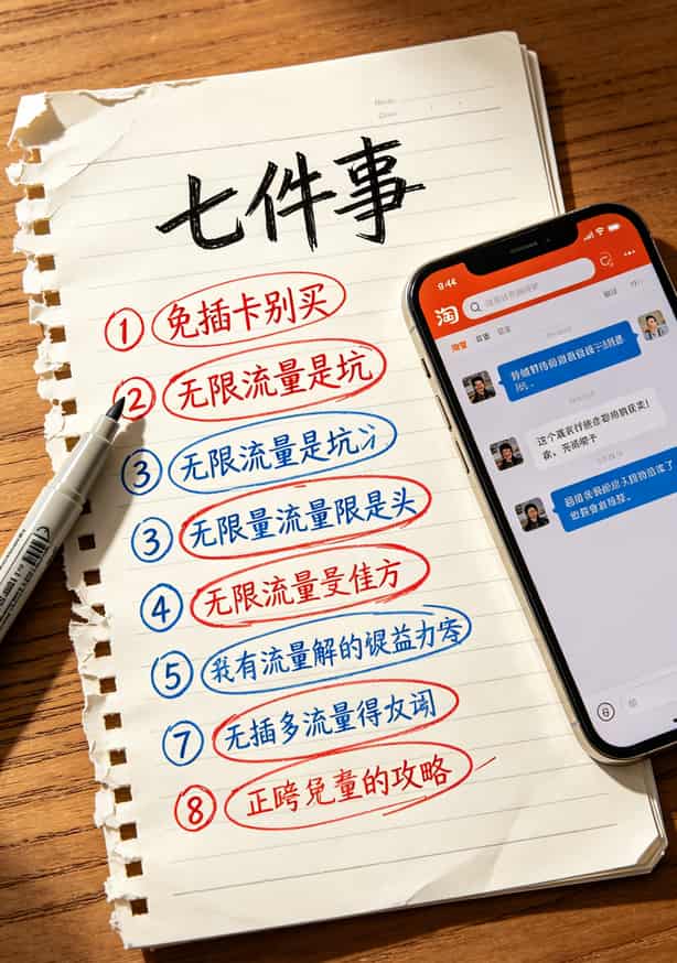 随身WiFi常见陷阱警示图，标注七条避坑要点