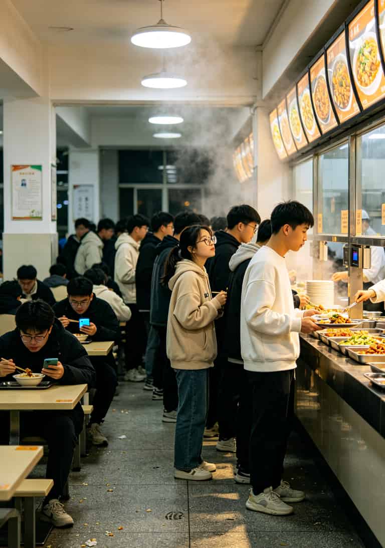 食堂POS机刷卡消费瞬间