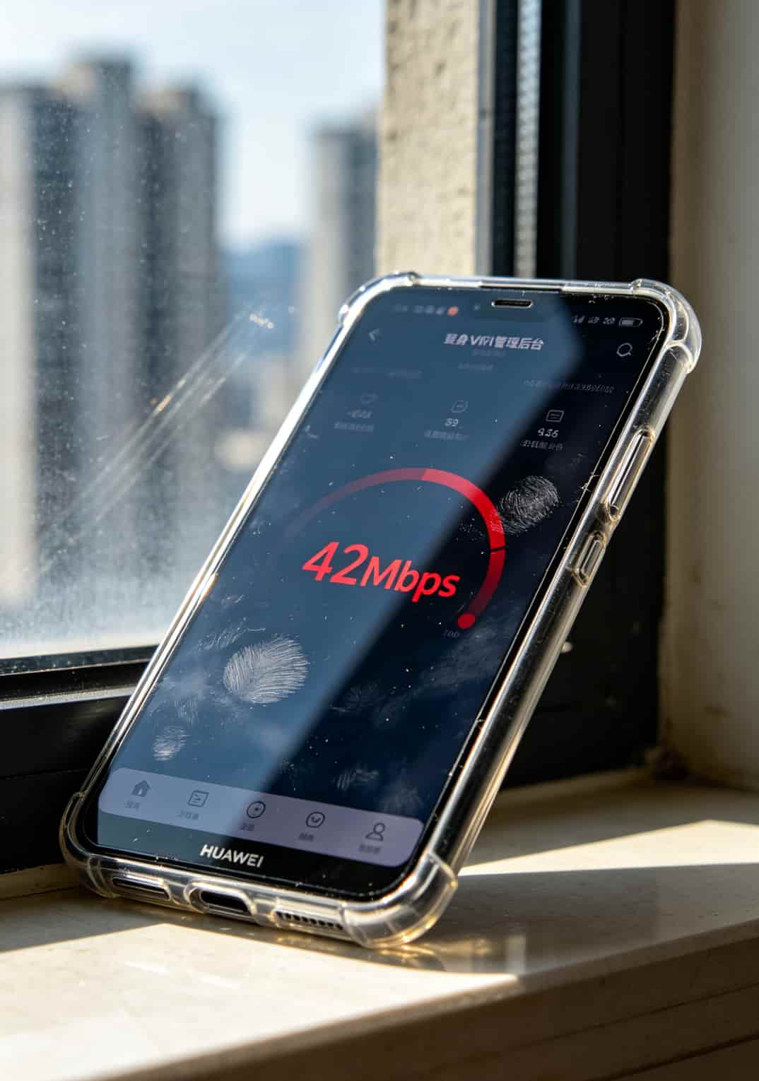 华为随身WiFi配“10位数流量卡”,出差三年我省下两千块(附避坑指南) 华为随身WiFi后台测速截图显示42Mbps