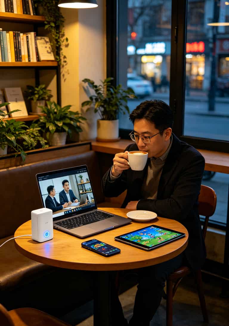 随身WiFi设置完成后正常使用场景，多设备同时连接