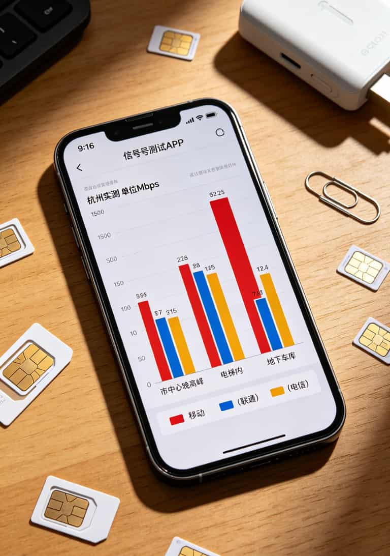40g全国通用流量卡怎么选?我换了3台设备花了2年,告诉你别再交这些智商税 不同场景下移动联通电信信号强度实测数据柱状图