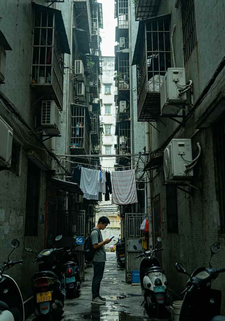 龙华民治城中村握手楼实拍，楼间距非常窄