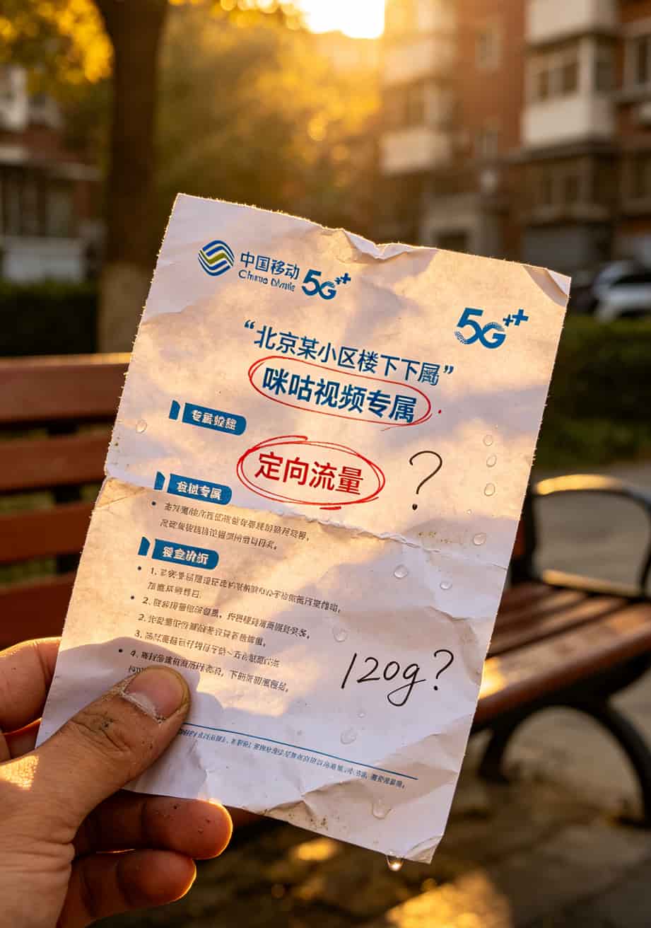 北京办300g大流量卡,我被坑了三次才敢写这篇(内附避坑清单) 中国移动5G套餐宣传单局部截图
