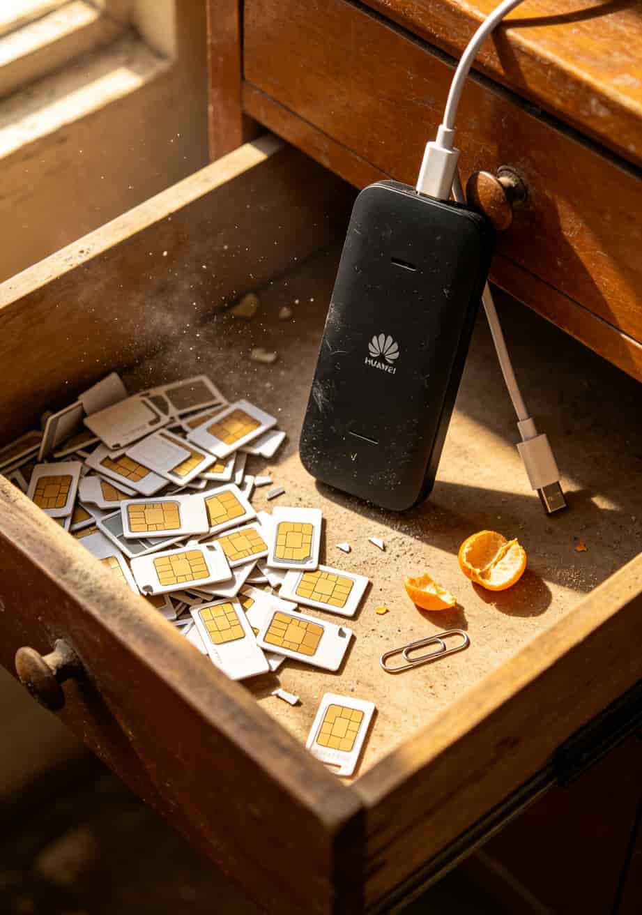 流量卡1g的到底多少钱?我亏了1000块后,给你10条大实话 一个半打开的抽屉,里面躺着十几张剪角作废的流量卡,旁边是华为随身WiFi和充电线