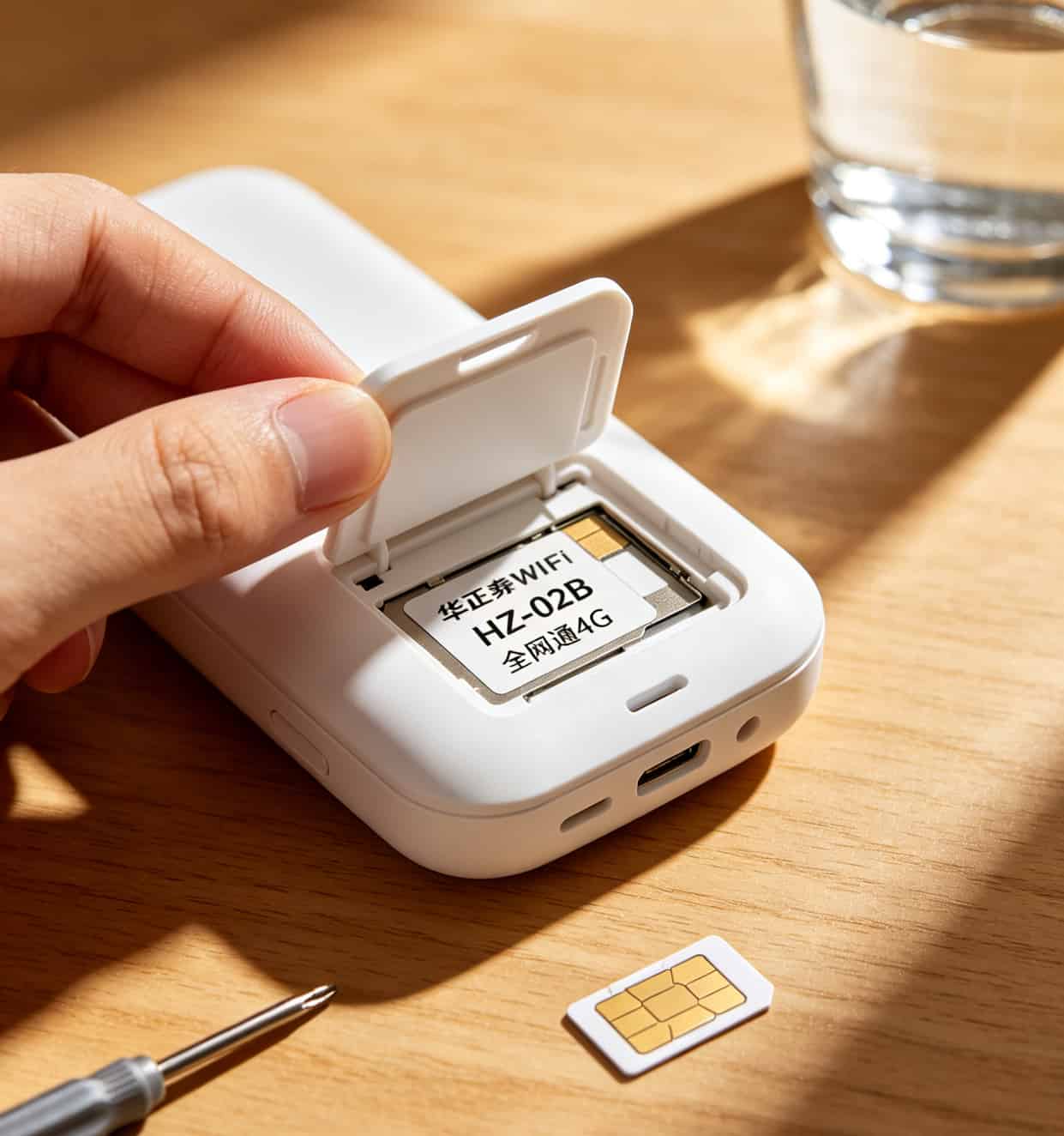 打开随身WiFi底部标签查看设备型号和网络制式