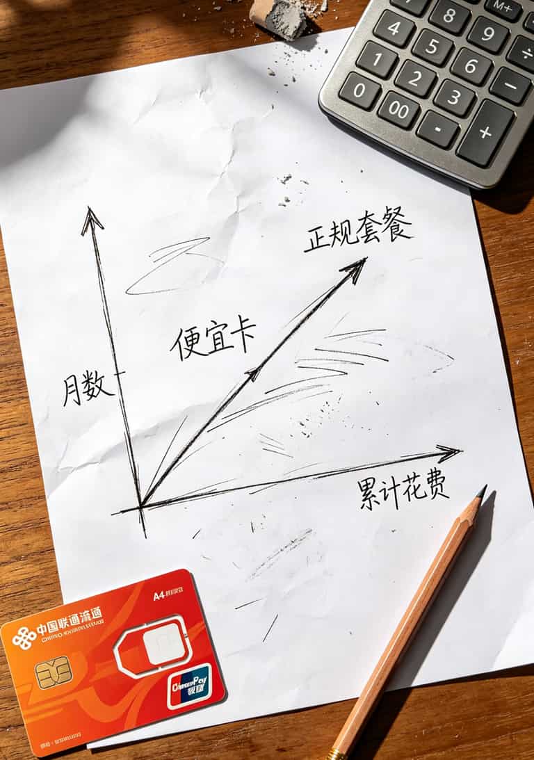 华为随身WiFi连不上网?别急着扔设备!30块钱的便宜联通流量卡坑在哪我全踩过 便宜的联通流量卡与正规套餐两年成本对比曲线图