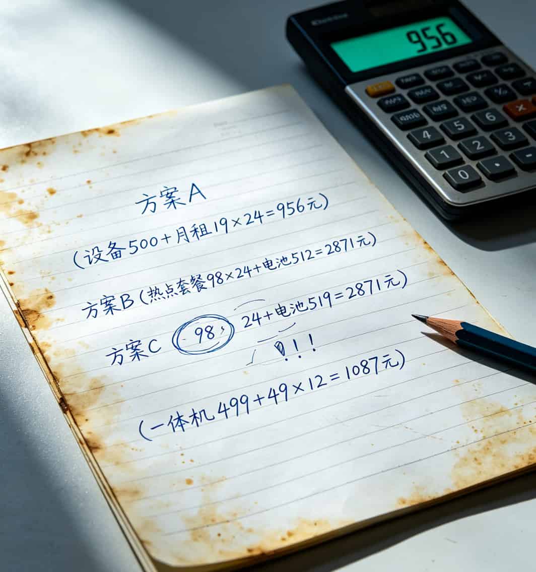两年三种方案成本对比计算表