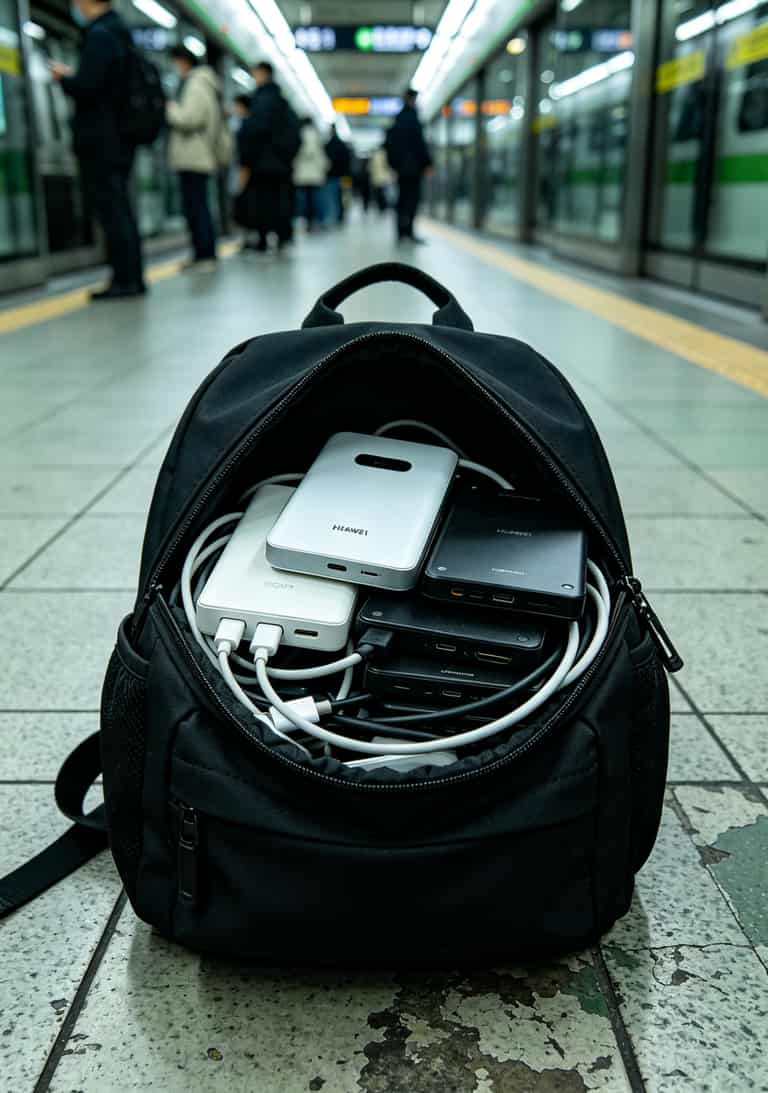 华为随身WiFi老断网?别急着换设备!先办张联通流量卡不限量,再按这土法排查,90%故障自己搞定 华为随身WiFi错误摆放方式:与充电宝堆叠在密闭包内