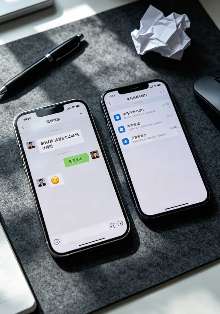 客服回复流量计算方式的聊天截图