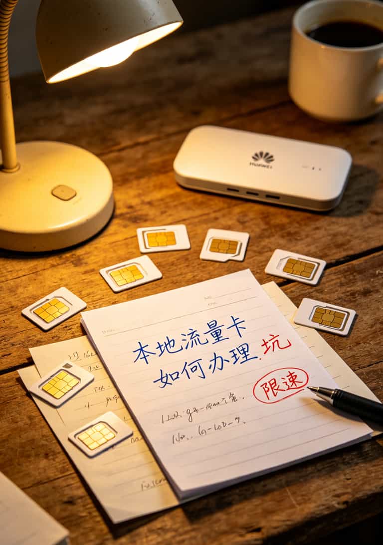 本地流量卡如何办理?亏了两个月工资才整明白,别再交智商税了 四种套餐档次对比手写表格,红笔标注了坑点和推荐项