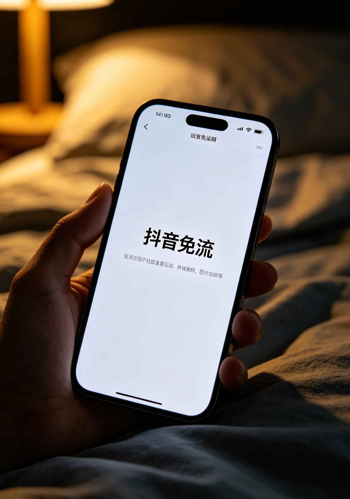 手机截图显示抖音免流说明页，底部小字标注“不包括直播互动、外链等”