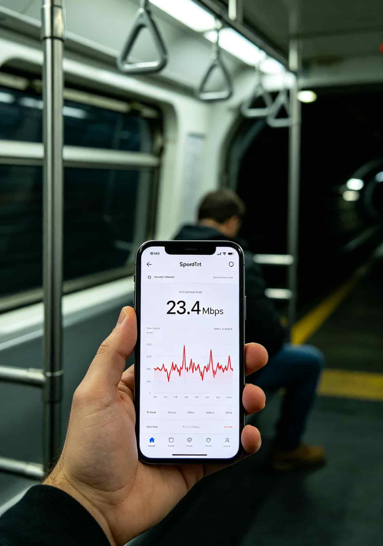 随身WiFi地铁车厢测速波动截图