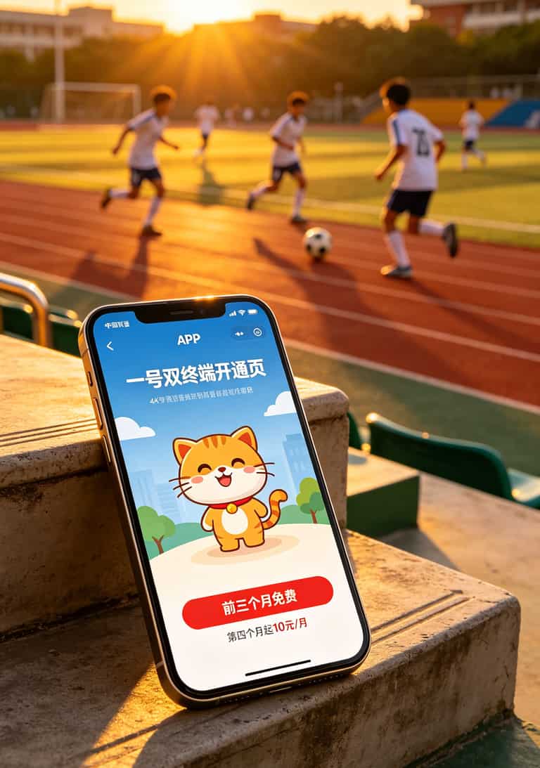 联通APP一号双终端开通页面，显示前三个月免费说明