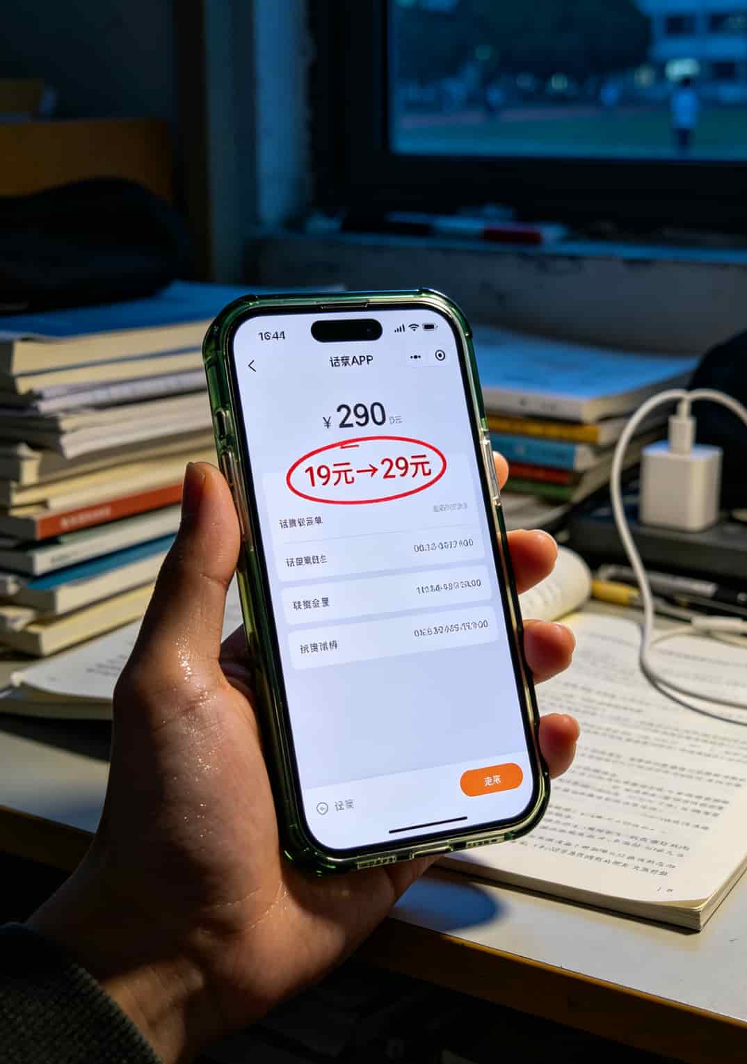 京东校园卡话费账单截图，显示优惠期结束后的涨价金额