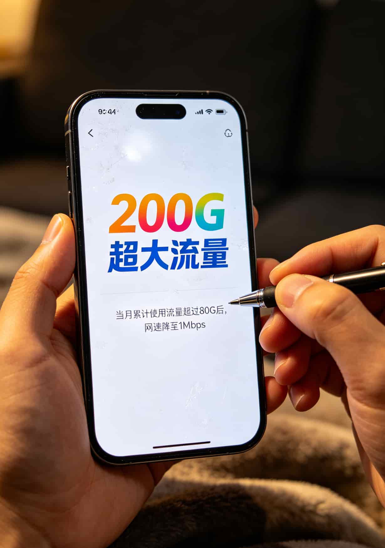 套餐详情页中小字限速说明截图示例