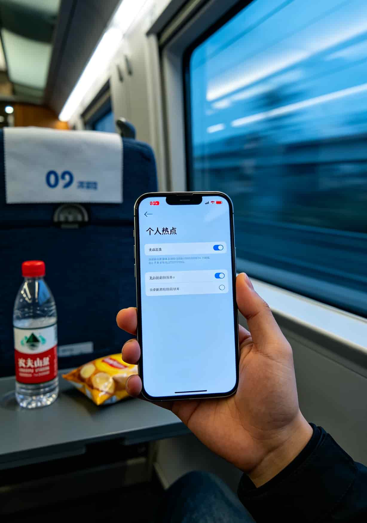 20g流量的卡到底够不够用?我废了四台随身WiFi才整明白 高铁车厢内手机热点无法连接的提示截图,显示电量不足警告