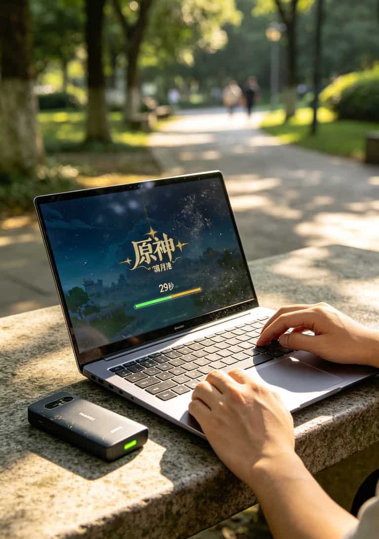 华为随身WiFi烫手还断网?配了28元100g流量卡折腾仨月,这些坑我都替你踩过了 原神游戏在随身WiFi下加载测试场景
