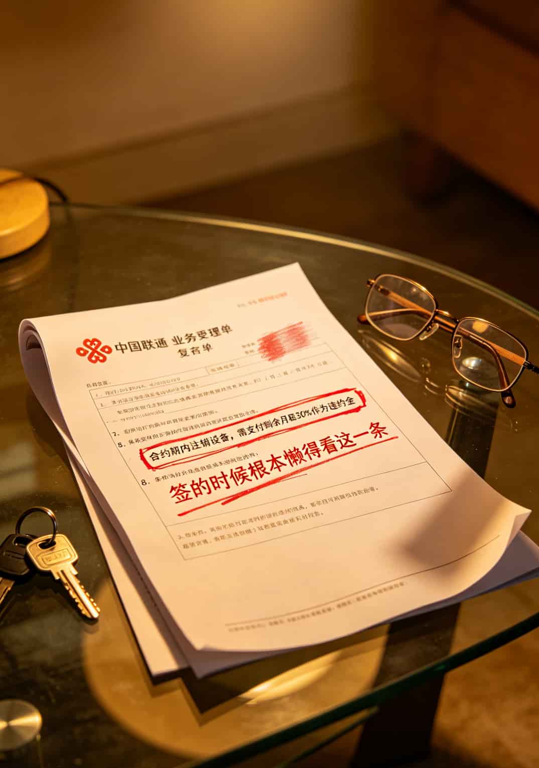 合约条款中关于违约金的细则截图，用红框标出