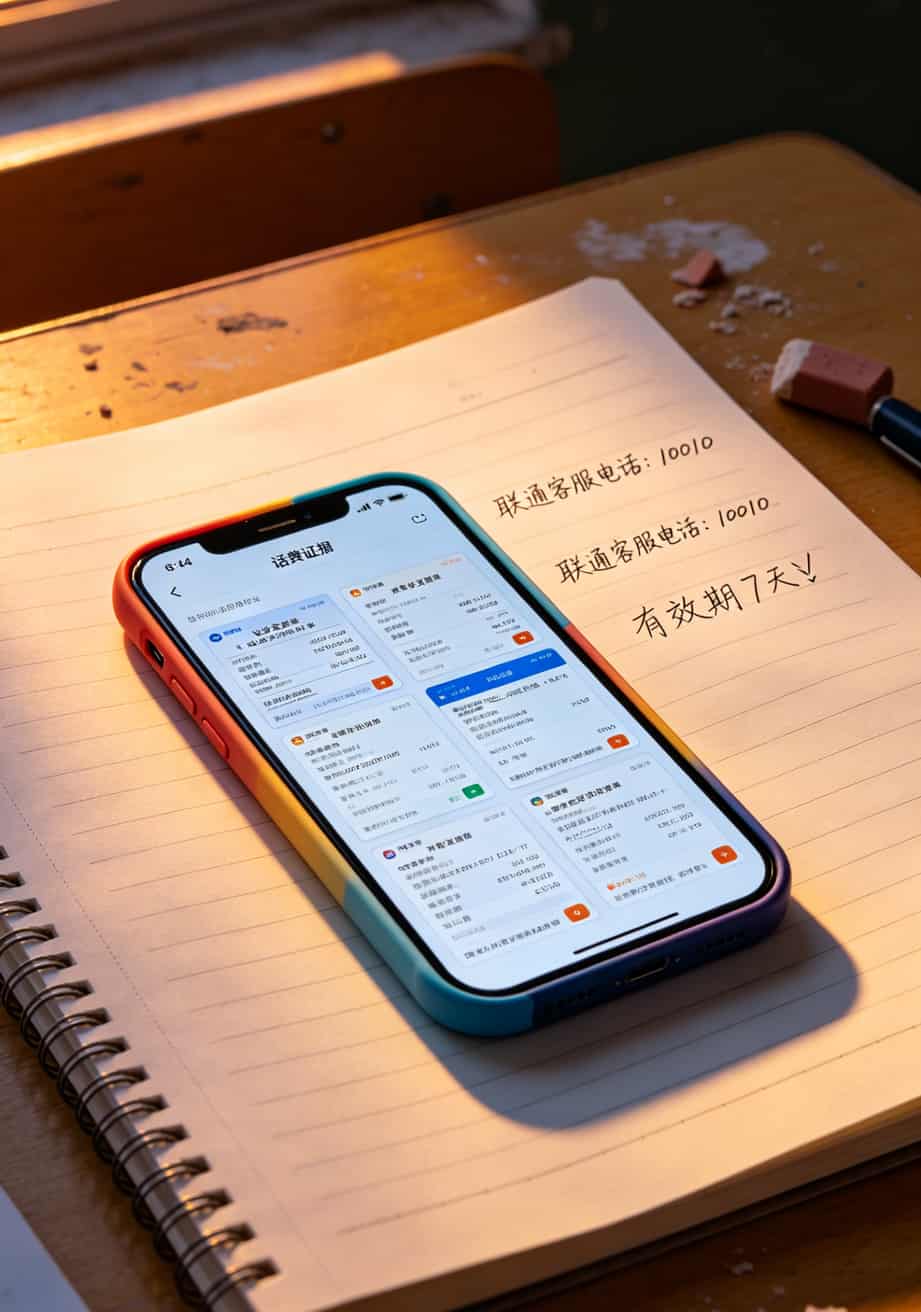 手机相册文件夹截图，文件夹名为“话费证据”，内含5张截图