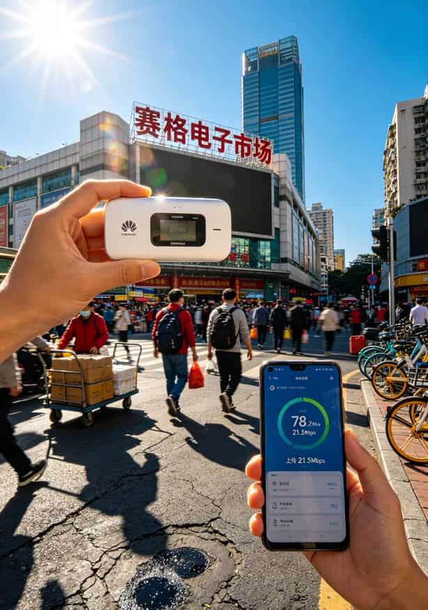 200G流量19元?我拿华为随身WiFi试了三个月,欠费67块,告诉你真相 华强北街头测速结果78Mbps