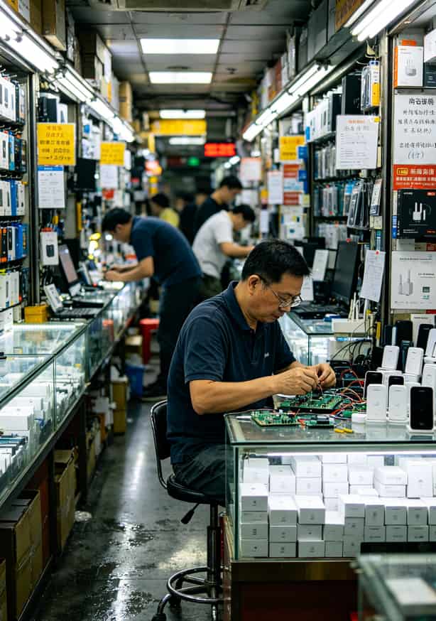 “20年流量卡”就是个笑话,我替你踩了4个月的坑才弄明白 华强北赛格广场内部,密密麻麻的电子配件档口