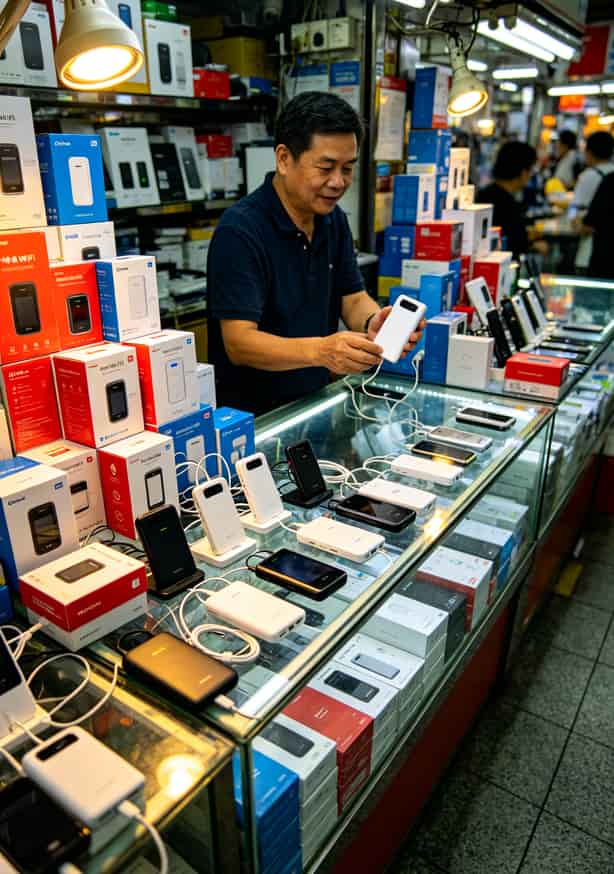 华强北电子市场随身WiFi柜台实拍